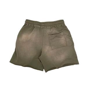 Short de jogging personnalisé vierge en molleton de coton French Terry, avec cordon de serrage, délavage acide, bords bruts, style vintage et uni, pour le sport - Product Image 4
