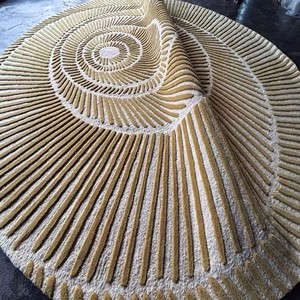 <b>Round</b> Spiral Pattern Rug Beige Cream Textured Modern Hand Tufted Area Rug <b>Carpet</b> Luxury Designer Living Room Bedroom Floor Decor - Product Image 6