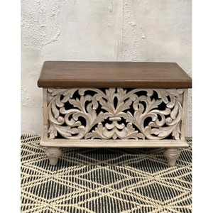 Caja de Almacenamiento Tallada a Mano en Madera de Mango, Venta al Por Mayor |   Organizador de Madera Rústico - Product Image 2