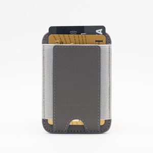 Hot Pick Castello Luxury Saffiano <b>Leather</b> RFID Magnetic <b>Phone</b> <b>Card</b> <b>Holder</b> <b>Case</b> Open Light Brown Dark Green - Product Image 3