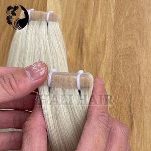 Extensiones de cabello Remy con cutícula alineada 100%, cabello humano teñido con cinta de Vietnam Natural, extremos súper doblemente dibujados, Color Invisible - Product Image 4
