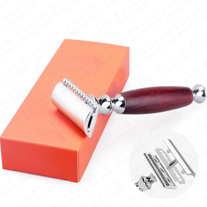 Maquinilla de Afeitar de Seguridad Profesional de Doble Hoja de Acero Inoxidable con Mango de Madera, Reutilizable, Personalizable, OEM - Product Image 4