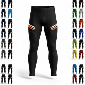 Whole Sale Manufacturer Customized Design Black Color Stripe Design Compression Pants Training Quick Dry Skinny Yoga Leggings - Product Image 1
