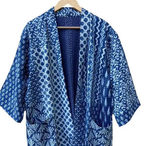 Bata Kimono de Algodón 100% Tejida con Estampado Digital de Dibujos Animados para Mujer, Suave y Transpirable, Camisón de Verano Hecho a Mano, Cuello en V, Cintura Elástica, ODM - Product Image 1