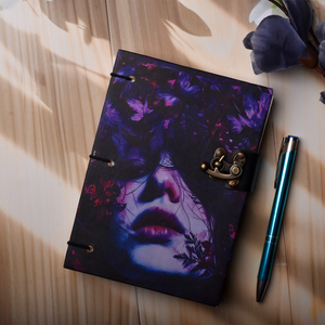 A5 Gothic Art <b>Notebook</b> Abstract Face Design with Metal Lock 100 Pages | Handmade Paper Journal Creative <b>Diary</b> Eco Friendly Gift - Product Image 5
