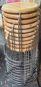 <b>Vintage</b> Style Wooden <b>Stool</b> with Metal Frame Durable Seating Furniture for Kitchen Counter Cafe and Home Decor - Product Image 5