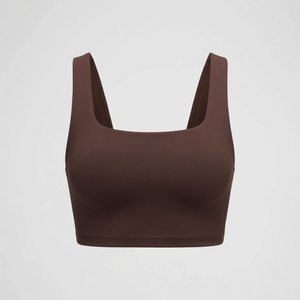 Custom Nylon Scooped Neck Contrast Panel Gym Yoga Adjustable Straps Removable <b>Padding</b> Sports <b>Running</b> Bra for Women - Product Image 3