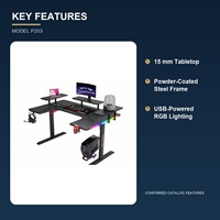Bureau d'ordinateur de jeu en forme de L moderne avec éclairage RGB, en bois, avec étagère de rangement pour l'e-sport, le bureau à domicile, l'école, l'utilisation commerciale