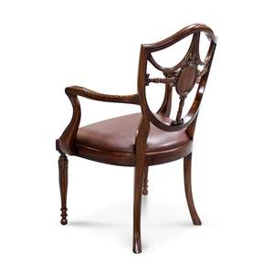 Silla de Comedor Clásica Francesa de Lujo con Brazos, Estructura de Madera de Caoba Sólida, Respaldo Tallado a Mano, Asiento Tapizado, Elegante para Hogar, Oficina u Hotel - Product Image 3