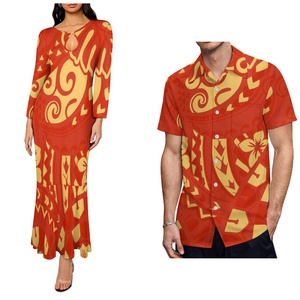 Vestido Largo de Sirena con Estampado Tribal Polinesio para Mujer, Camisas a Juego para Hombre, Conjunto de Ropa Personalizada para Parejas - Product Image 4