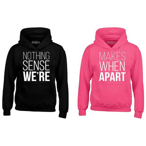 Nothing Sense We're Makes When Apart Matching Couple Hoodies Black <b>Pink</b> Fleece Cotton Unisex Casual Autumn Hooded <b>Sweatshirts</b> - Product Image 1