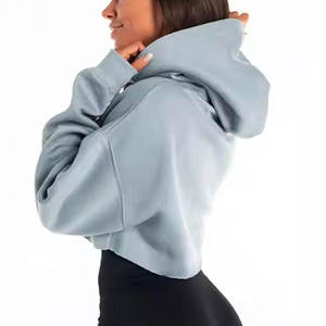 Hoodie oversize pour femme, couleur unie, épaules tombantes, manches longues, respirant, en coton et fibre de bambou, pour l'automne - Product Image 2