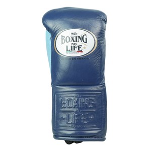 Guantes de Boxeo Personalizados Azules No Boxing No Life Pro de Cuero Genuino MMA con Cierre de Cordones Ligeros - Product Image 1