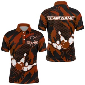 Custom Men's <b>Bowling</b> Polo Shirt Blue Black Sublimation Print Personalized Team Name Short Sleeve Polyester Sporty Uniform - Product Image 6