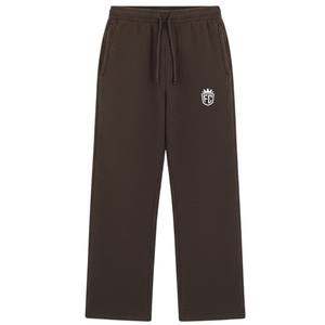 Pantalon de jogging en maille marron décontracté, taille élastique, vêtement de détente, pantalon en maille douce, coupe décontractée pour hommes et femmes - Product Image 1