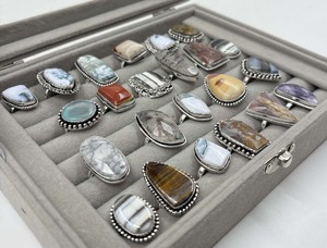 Bagues en pierres précieuses naturelles assorties, faites à la main, plaquées argent, vente en gros, bagues assorties pour les occasions spéciales - Product Image 2