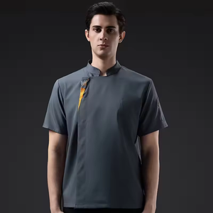 Uniforme de chef personnalisé avec logo, polyester/coton, vêtements de cuisine courts pour hommes, pour restaurants, hôtels, cafés, boulangeries, entreprises de restauration - Product Image 4