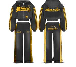 Conjunto de Dos Piezas Personalizado Primavera 2026 para Mujer, Conjuntos de Terciopelo, Chaqueta con Cremallera de Manga Larga, Pantalones Deportivos con Bolsillos, Chándal de Terciopelo para Dama - Product Image 1