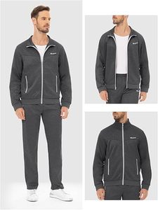 Sjolida Men's Grey Tracksuit Full <b>Zip</b> <b>Jogger</b> Set Solid Color Casual Sportswear <b>with</b> Side <b>Pockets</b> Regular Fit Autumn Wear - Product Image 4