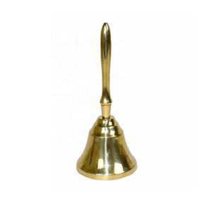 Campana de latón de alta calidad con pulido de espejo también disponible en campana de Navidad plateada Campana de templo con mango de madera de latón y metal - Product Image 4