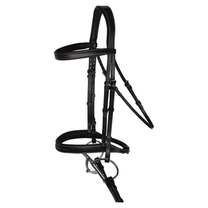 Bridon à mors avec tête anatomique et muserolle de saut rembourrée en cuir souple pour chevaux - Product Image 1