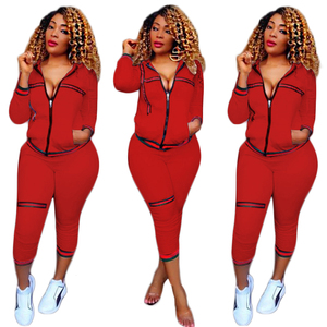 Ensemble sportif 2 pièces noir pour femme, haut à manches longues avec fermeture éclair, leggings taille haute, couleur unie, tricoté en spandex et polyester, toutes saisons - Product Image 4