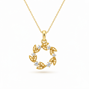 Colgante de oro de 14K con diamante E VS1 cultivado en laboratorio, estilo moderno, dulce y antiguo, con diseño de corona victoriana, perlas de cultivo y diamantes de corte minero antiguo - Product Image 2
