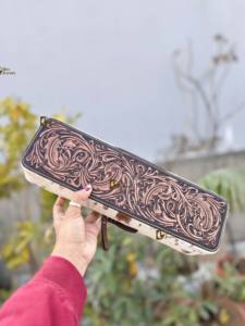 กระเป๋าใส่เครื่องม้วนผมหนังแท้ลายหนังวัวแบบตะวันตก ทนความร้อน ดีไซน์ทันสมัย เหมาะสำหรับจัดเก็บอุปกรณ์ทำผม - Product Image 3