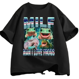 MILF homme j'aime les grenouilles drôle grenouille Meme graphique t-shirt mode Vintage T-shirts hommes femmes coton surdimensionné haut respirant - Product Image 2