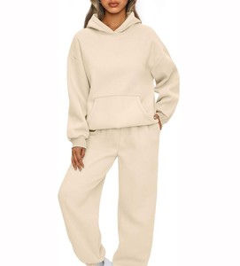 Wholesale Custom Logo Cotton Hoodie <b>Set</b> Matching <b>Set</b> Women Tracksuit Low MOQ Factory Price Private Label - Product Image 3
