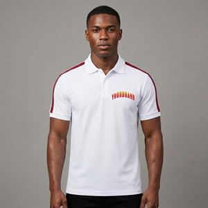 Polo homme rayé en coton tricoté respirant de qualité supérieure, grande taille, couleur unie, logo personnalisé, séchage rapide - Product Image 4