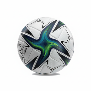 ลูกฟุตบอลเย็บด้วยเครื่องจักร ผลิตจากหนัง PU คุณภาพสูงแบบเชื่อมด้วยความร้อน เป็นมิตรต่อสิ่งแวดล้อม ผลิตตามสั่งได้ทุกขนาดและดีไซน์ระดับมืออาชีพ - Product Image 1