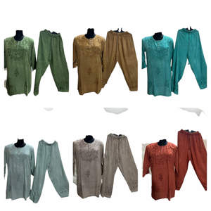 Ropa India paquistaní Conjunto de rayón cómodo Vestido largo étnico de moda Artesanías Rawat Tienda en línea Hippie Kurti Plazo - Product Image 1