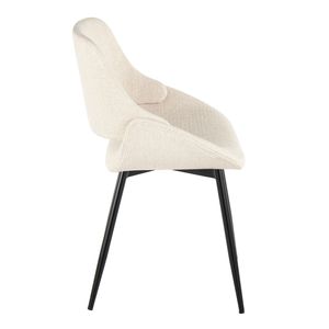 Set of 2 Mid Century Modern Fabrico <b>Dining</b> <b>Chairs</b> <b>Black</b> Metal <b>and</b> <b>Cream</b> Fabric Accent <b>Chairs</b> - Product Image 3