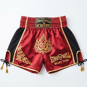 Pantalones Cortos de Muay Thai Personalizados al por Mayor con Logotipo Bordado en Satén Transpirable para Hombre, Pantalones Cortos Cargo de Artes Marciales y Kickboxing, Largos hasta la Rodilla - Product Image 4