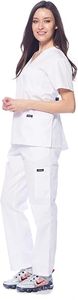 Ensemble de blouses et pantalons blancs pour femmes Grace, manches courtes, uniformes d'hôpital pour professionnels de la santé - Product Image 2