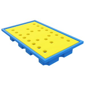 <b>Plastic</b> Pallet Single Faced 4-Way Entry Yellow Blue Industrial Stackable <b>Storage</b> <b>Bin</b> 17kg Capacity - Product Image 3