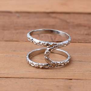 SHYAM JEWELRS Anillo de Lujo Ajustable de Plata de Ley 925 para Artritis, con Textura Floral y Soporte para Cuello de Cisne, para Articulaciones DIP y PIP - Product Image 2