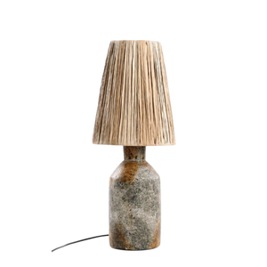 Coastal Handmade Ceramic Table Lamp Empire Jute Shade E26 <b>LED</b> Natural Texture Living Room Decor - Product Image 1