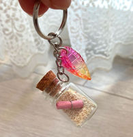 Llavero de Recuerdo Personalizado con Arena Natural en Botella, Diseño Animal, Impresión UV, Duradero