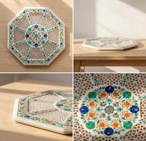 Bandeja Decorativa con Incrustaciones de Hueso, Bandeja de Lujo Hecha a Mano con Textura para Decorar Mesas de Centro, Disponible a un Precio Accesible - Product Image 5