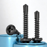 Vis autoperceuses Tek à tête cylindrique Phillips en acier inoxydable 410 revêtu noir, à queue de perçage, autotaraudeuses