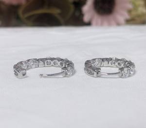 Anillo de Boda de Lujo con Diamantes, Joyería de Oro Blanco Sólido de 14K, Pendientes de Aro con Diamantes Cultivados en Laboratorio de Corte Redondo de 2.20 Ct, Regalo de San Valentín - Product Image 2