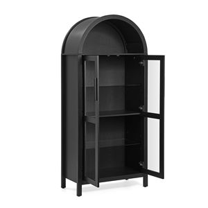 Mobile Bar Moderno in Stile Retrò con Arco Alto e Ripiani in Vetro Regolabili, Lampada Inclusa - Product Image 5