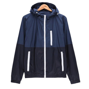 Wholesale Men's Blue Color Plain Windbreaker <b>Jackets</b> in Stand Collar Zipper up Nylon Material Men <b>Jackets</b> - Product Image 5