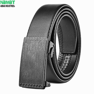 Cinturón Automático de Cuero Vacuno Genuino para Hombre, Hebilla de Acero con Patrón Geométrico, Estilo Formal, Moldeado en una Sola Pieza, Duradero, 3.3 cm de Ancho - Product Image 4