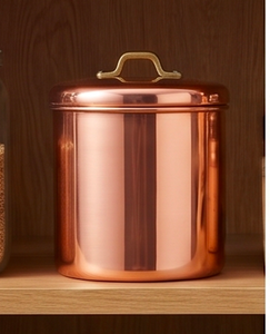 Conteneur alimentaire rond en cuivre avec couvercle, design minimaliste, rangement pour épices, 1 couche, finition polie, pour la maison et la cuisine - Product Image 2