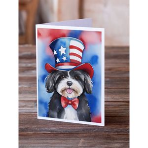 Whimsical A7 Tamaño 5x7 Tarjetas de nota en blanco Paquete de 8 tarjetas de felicitación patrióticas americanas Havanese con sobres - Product Image 2