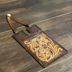 Étiquettes de bagage en cuir usiné de nouvelle conception d'usine vente en gros d'étiquettes de bagages et de valises en cuir véritable Logo personnalisé accessoires de voyage - Product Image 5