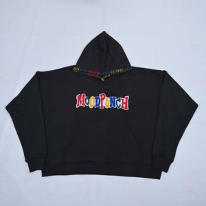 เสื้อฮู้ดปักลายตามสั่ง NRL ทรงปกติสำหรับผู้ชาย สีดำ ผ้าฝ้ายเฟรนช์เทอร์รี่ สไตล์ลำลองสำหรับฤดูใบไม้ร่วง ดีไซน์กระเป๋าโลโก้ด้านหน้า - Product Image 2